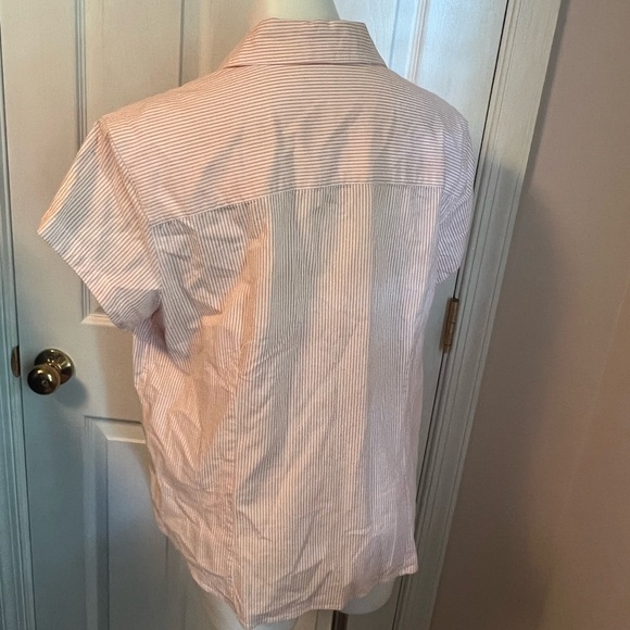 Duck Head jeans co pink & white striped shirt sleeve collared button down shirt - Picture 5 of 5